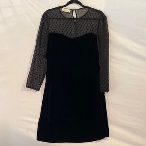 L'Altra Moda Little Black Dress Polka Dot Mesh Vintage 90 Velvet Formal Cocktail